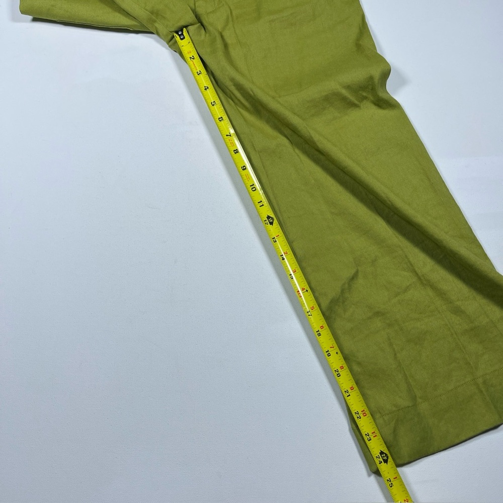 Maeve Pants The Colette Wide Leg Crop Linen Blend Yellow Green Casual Work Sz 27 - Picture 9 of 15